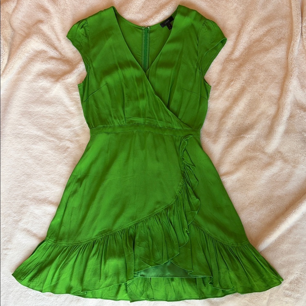 J. Crew Vibrant Green Ruffle Mini Dress